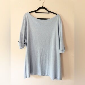 Karen Scott Light Blue Half Sleeve Top Boat Neck Casual  3X